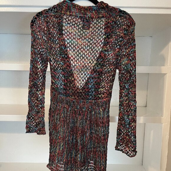 Neslay Paris Multicolor Rainbow Crochet Front Tie Cardigan – Size S/M - Picture 10 of 10